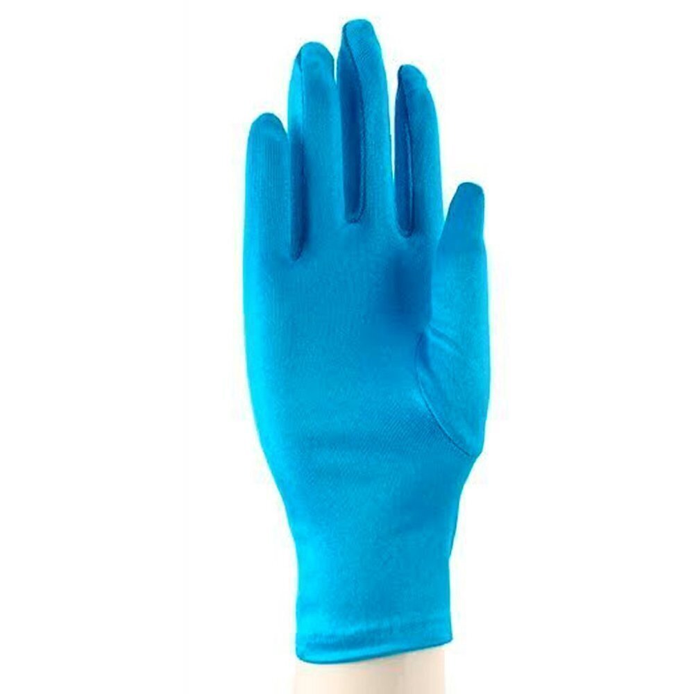 Turquoise Satin Stretch Wrist Length Dress Gloves Retro Style - Hey Viv